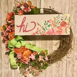 Handmade Bright Floral Summer Wreath | 18 Inch Grapevine Front Door Wreath