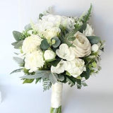 Artificial white ivory wedding flower bouquet, Real Touch bridal flower bouquet, Faux flower bouquet, Bridesmaid Winter peony bouquet