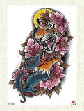 temporary body tattoo  tiger peony flower sun large 8.25" temporary
