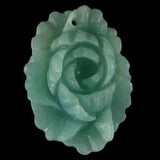 BE06024# Hand Carved Peony Flower  Amazonite Pendant Bead Gemstone 1 Pcs