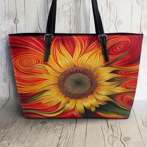 Sunflower Leather Bag, Crossbody Bag, Leather Bag, Leather Tote Bag, Shopping Bag, Shoulder Bag TD_TL010306Y