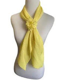 Vintage Yellow Scarf Adjustable Carnation Flower Permanent Pleated Fabric