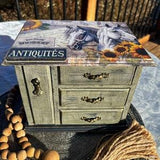 Horses and Sunflowers Jewelry Box, Vintage Wooden Jewelry Box, Gift for her or him, Music Box, Unique Holiday Gift, Jewelry Storage Box