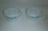 Lot of 2 Vintage Fire King Oven Ware Blue Carnation Corn Flower Tea Cup