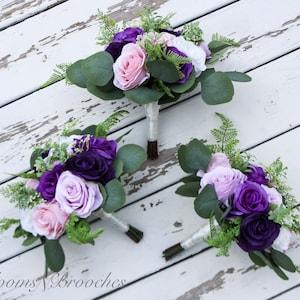 Purple Bouquets, Bridesmaids Bouquets, Bridal bouquets, Boho Wedding Bouquets, Bridesmaids bouquet, Artificial Wedding Flowers