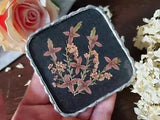 Vintage Pressed Dried Flower Hand mirror. Handmade Small Glass Soldering. C-803