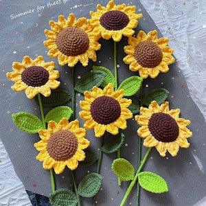 Eternal flowers, Desk decoration, Home decoration, Crochet Bouquet sunflower gift halloween gifts, Christmas present,