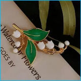Charmin Lily Of The Valley Flower  Green Plant Exquisite Brooch Pin Jewelry Gift