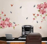 US STOCK Removable Wall Sticker Peony Vine Pink Decal Mural Living Room Bed Room