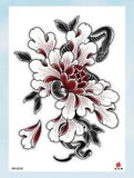 snake peony flower large 8.25" temporary tattoo tattoo for boys