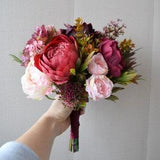 Blush pink peony bouquet Purple bridal bouquet Mauve Boho bouquet Wedding boho bouquet Violet wedding bouquet