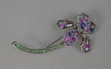 Kenneth Jay Lane Pave Multi Color Rhinestone Orchid Iris Lily Flower Brooch Pin