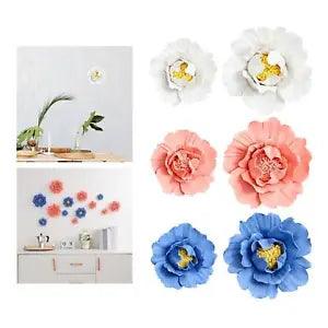 Porcelain Flowers Ceramic 3D Ornament Decor Hanging Wall for Hallway Party