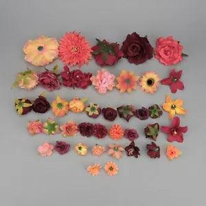 41Pc Artificial Silk Flower Head Bulk Multicolor DIY Festival Decor Fake Flower