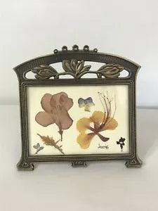 Pressed Dried Daisy Floral Picture Real Flowers Fancy Metal Frame Vintage 1997