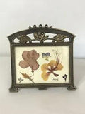 Pressed Dried Daisy Floral Picture Real Flowers Fancy Metal Frame Vintage 1997