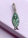 ANTIQUE STERLING ENAMEL LILY OF THE VALLEY PENDANT HANDMADE FROM SPOON