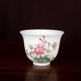2.5" Collection Chinese Famille Rose Porcelain Peony Flower Cup