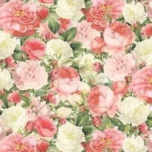 Floral Rose Bouquet Fabric, Large Floral Print, Shabby Chic Pink Red White Roses, NEW Fabric Off the Bolt BTHY - 1/2 Yard - NF4196