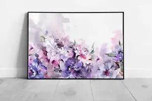 Beautiful Watercolour Pink Purple Toned Peony Flower Floral Illustration Wall