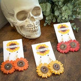 Sunflower dangle polymer clay earrings
