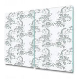 Glass Surface Protector Worktop saver Lily flower ornament grey and white