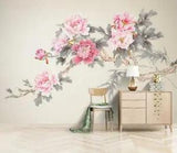 3D Pink Peony Flower G3588 Wallpaper Wall Murals Removable Self-adhesive Honey