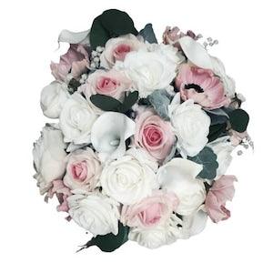Real touch latex artificial bouquet, faux bouquet, real touch bouquet, pink rose bouquet, eucalyptus bouquet, realistic bouquet
