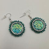 Pretty in green flower earrings