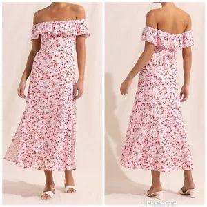 Peony Posy Summer floral-print off-shoulder midi dress Size XS New with Tags!