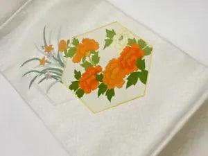 5624741: JAPANESE KIMONO / VINTAGE NAGOYA OBI / EMBROIDERY / BELL FLOWER & PEONY