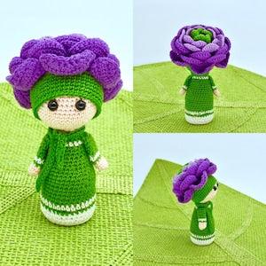 Crochet Doll Pattern, Ranunculus Amigurumi Doll Pattern - Flower Doll Rea