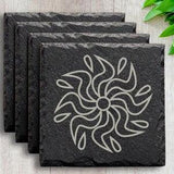 Slate Coasters Set - Set of 4 - Abstract Sunflower Art Custom Engraved Coasters - Birthday Gift - House Warming - Home Decor - Unique