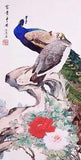 ORIGINAL ASIAN FINE ART CHINESE WATERCOLOR PAINTING-Happy Peacock&Peony flower