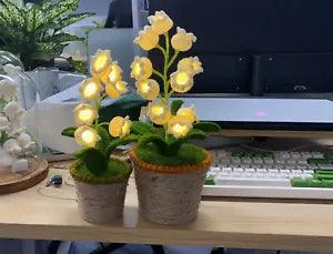 Lily of Valley Lamp Handmade Crochet Artificial Flowers Potted Planting Gift