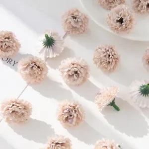 Artificial Wreath Carnation Head Flowers For Home And Wedding Decor 50 Pieces