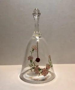 Avon January Bell - Carnation Flowers -  Garnet Clapper - 24% Full Lead Crystal