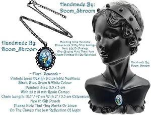 ?? Peacock Floral Flower Fleur De Lis Lys Lily Vtg Lace Cameo Cabochon Boho Deco