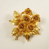 Vintage Bouquet of Roses Brooch, Round Leaves and Flowers Jewelry 1960s