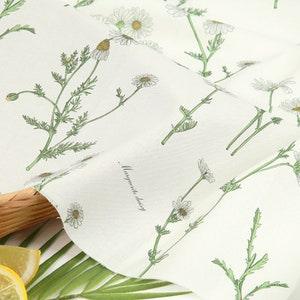 Floral, Plants pattern, Marguerite Daisy, Flower printed Cotton Fabric by the yard, 110cm wide, Cotton material, Sewing, DTP, DYI, Korea