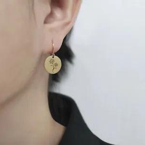 Personalized Birth Flower Earrings, Minimalist Earrings Gift, Dainty Earrings
