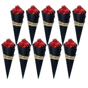 10 PCS Artificial Dried Flowers Valentines Day Gifts Box Mini Rose Bouquet Vase