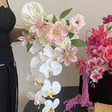 White Cascading Wedding Bouquet Anthurium Orchid Pink Lily Bride Bouquet