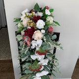 Burgundy cascade bouquet/Wedding bouquet/Bridal bouquet/Silk flowers for wedding decor/ Extra Large bridal bouquet/ Eucalyptus, palm leaves