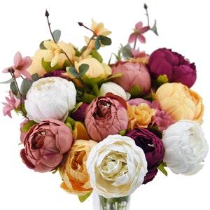 FiveSeasonStuff 2 Stems Country Delightful Silk Peonies Artificial Flower Bouquet