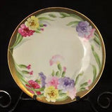 Bavaria Tirschenreuth Plate Hand Painted Carnations Strap Leaves Gold 1903-1927