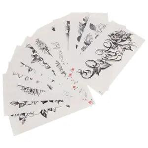 12pcs Peony Arm Sticker Body Temporary Tattoos Fake Flower Tattoos