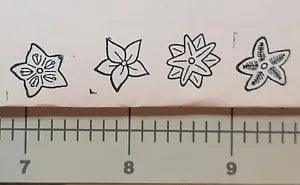 Lily Flowers- Four 1x.75" Wood Mounted Rubber Stamp
