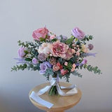 Purple, Pink and Peach tone Natural Wild Style Silk Flower Bouquet
