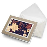 Greetings Card (Biege) - Vintage Peonies Roses Vintage Flowers  #16574